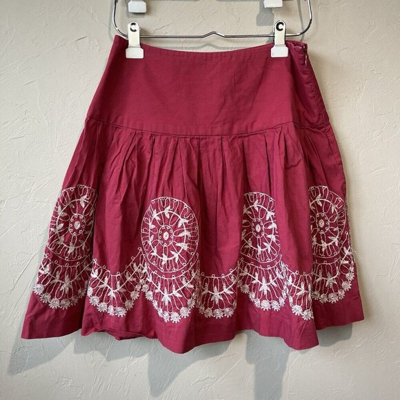 Y2K A Line Embroidered Boho Pink Women’s 6 90s Knee Midi Retro Bright Cute Color - Picture 7 of 8